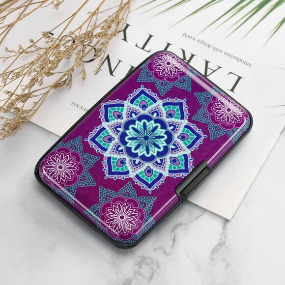 Wallet Credit Cards Holder Purple flower - Picture 7 of 7